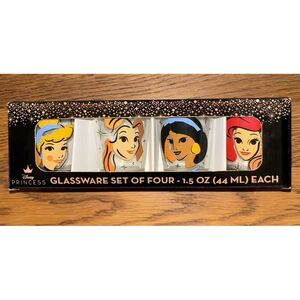 NEW Disney Princess Shot Glass Set‎ 1.5 oz 44 ml Cinderella Belle Jasmine Ariel